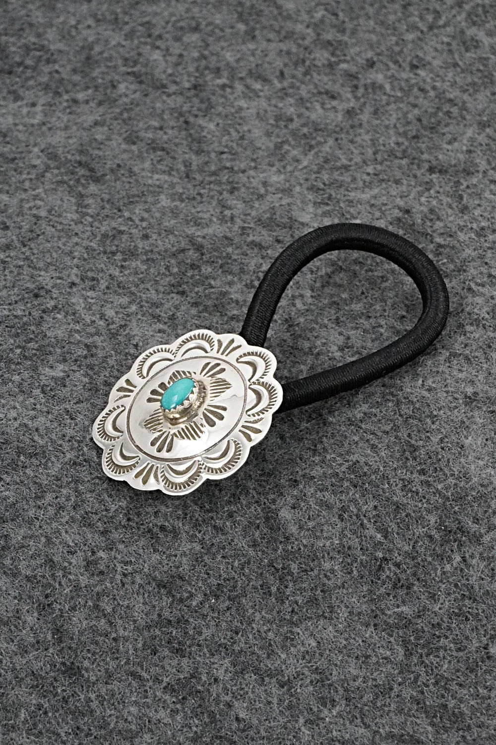 Turquoise & Sterling Silver Hair Tie - Bertha Begay