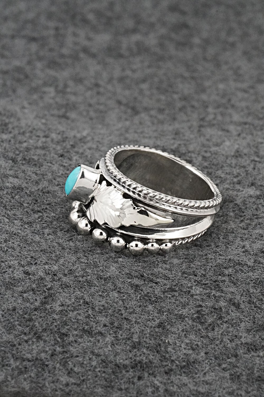 Turquoise & Sterling Silver Ring - Tom Lewis - Size 8.5