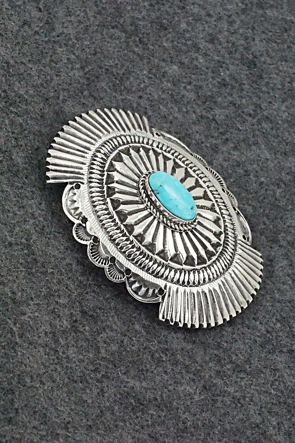 Turquoise & Sterling Silver Belt Buckle - Leonard Maloney