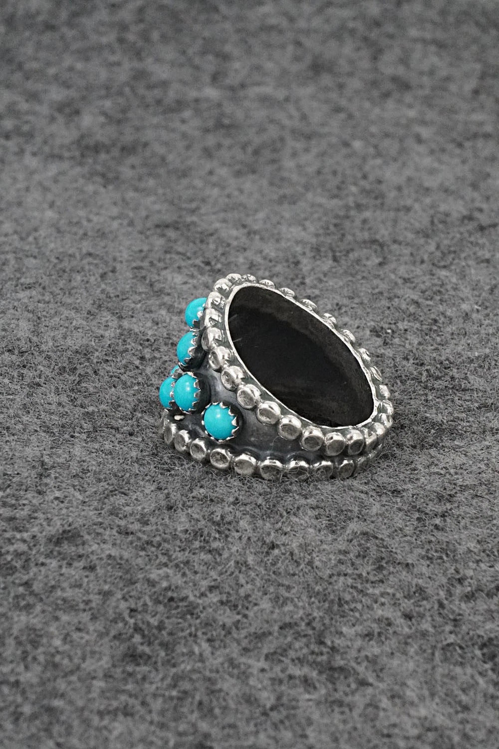 Turquoise & Sterling Silver Ring - Kenny Lonjose - Size 7.5