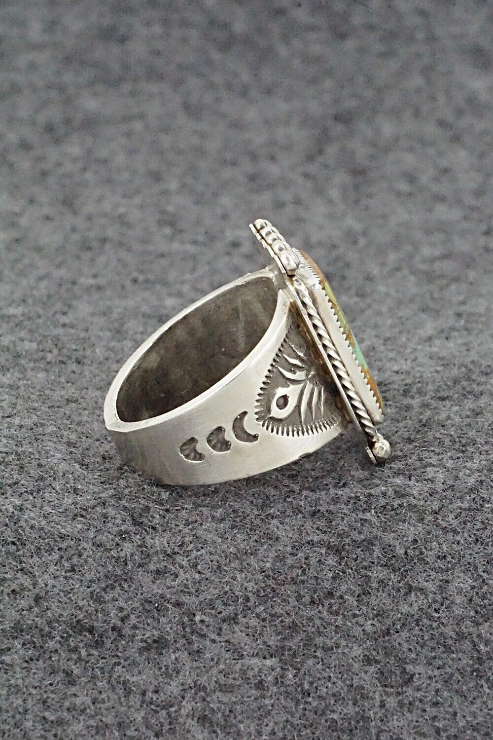 Turquoise & Sterling Silver Ring - Adrienne Gordon - Size 10.5