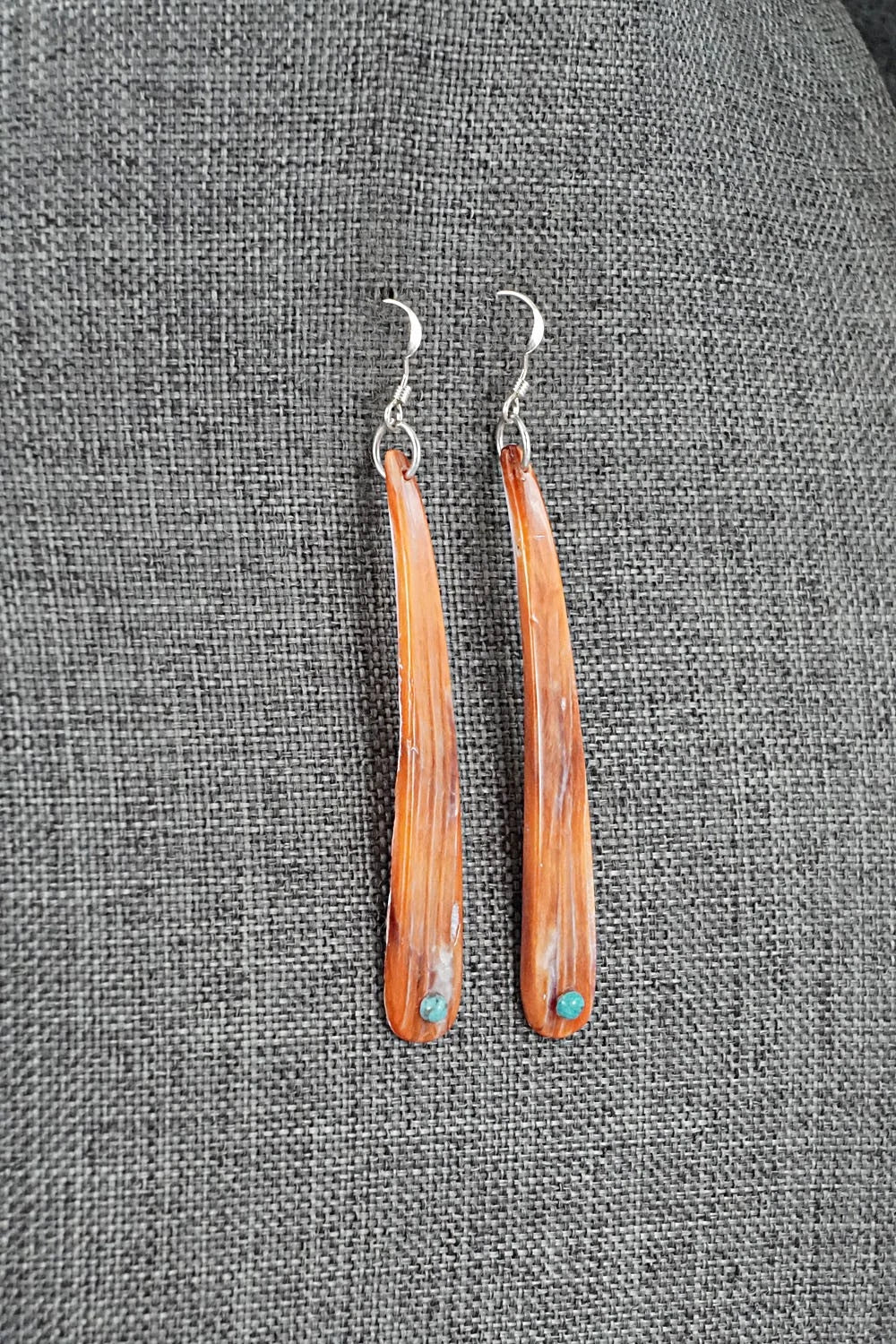 Spiny Oyster, Turquoise & Sterling Silver Earrings - Jesus Espino