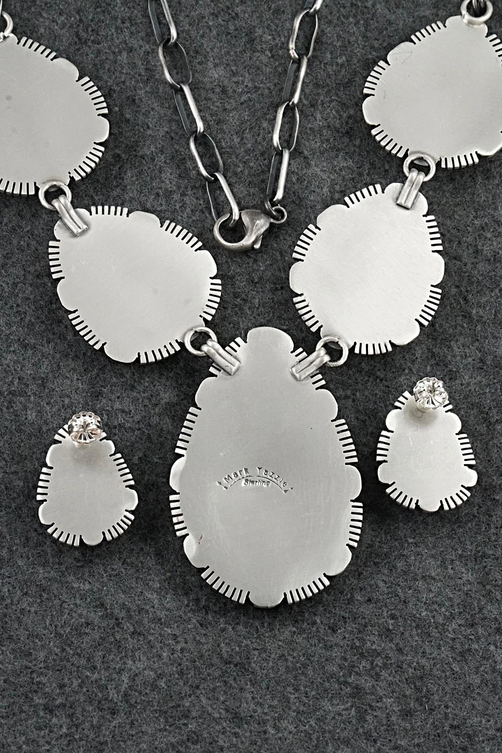 White Buffalo & Sterling Silver Necklace and Earrings Set - Mark Yazzie