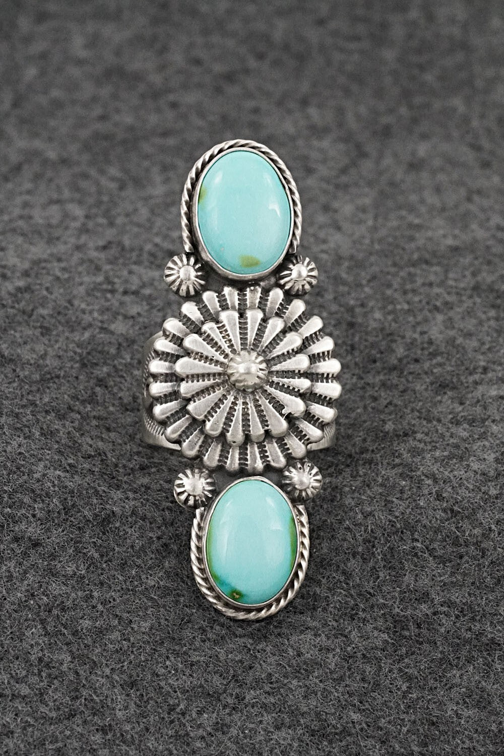 Turquoise & Sterling Silver Ring - Samuel Yellowhair - Size 9