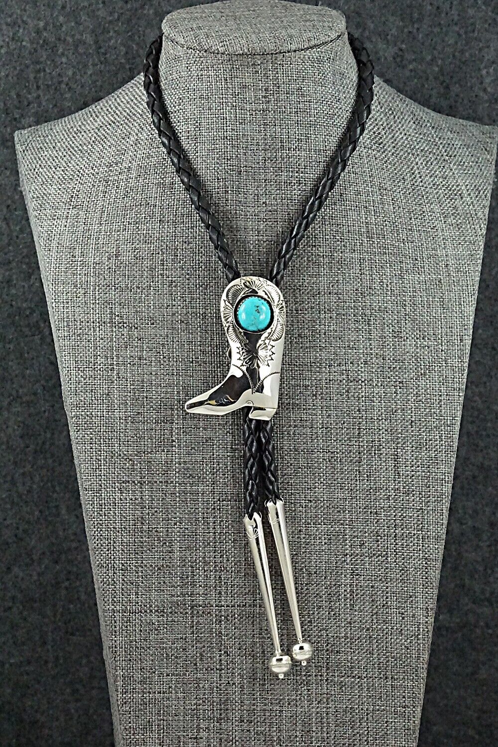 Turquoise & Sterling Silver Bolo Tie - Shirley Skeets