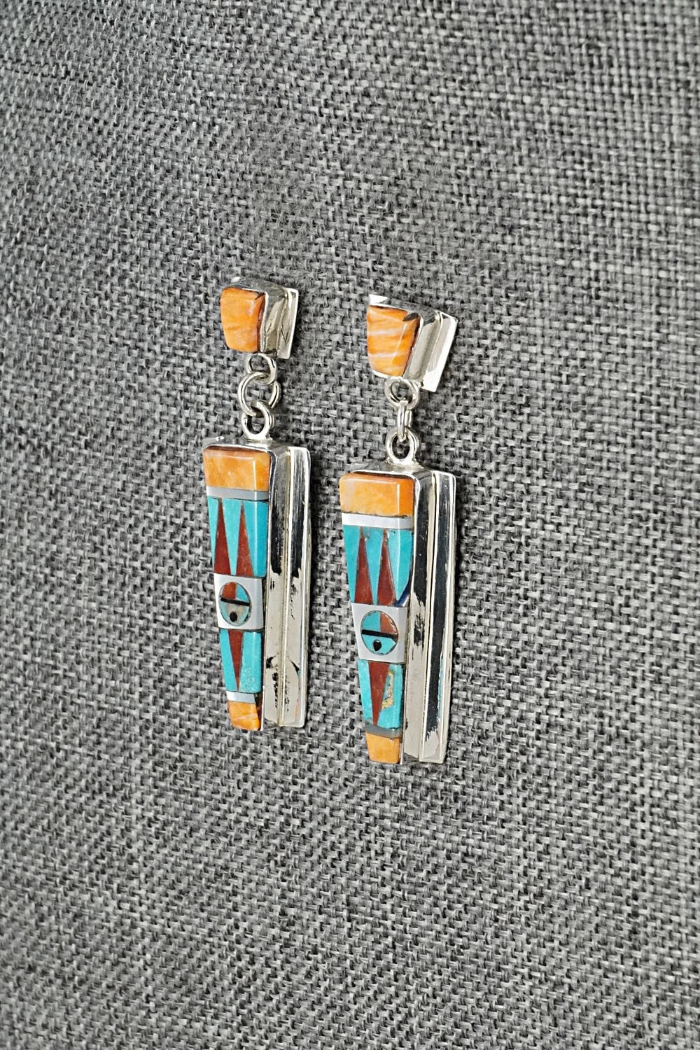 Multi-Stone & Sterling Silver Inlay Earrings - Rayland Edaakie