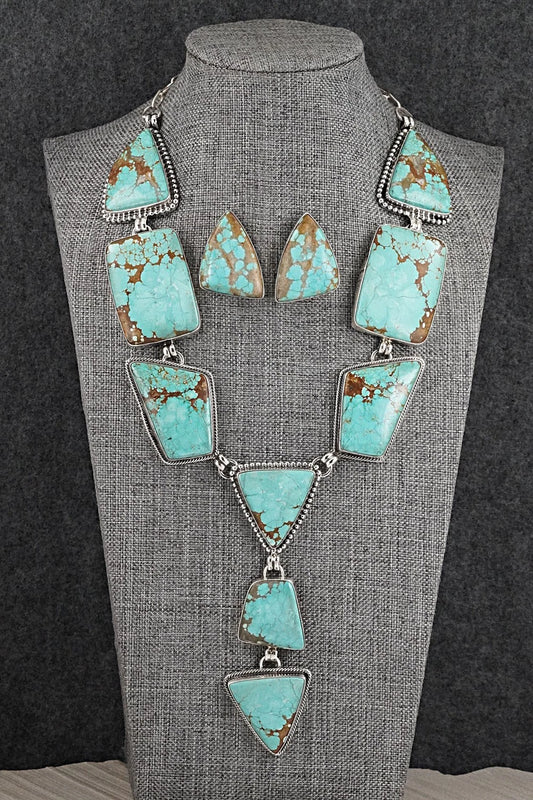 Turquoise & Sterling Silver Necklace and Earrings Set - Darrin Livingston