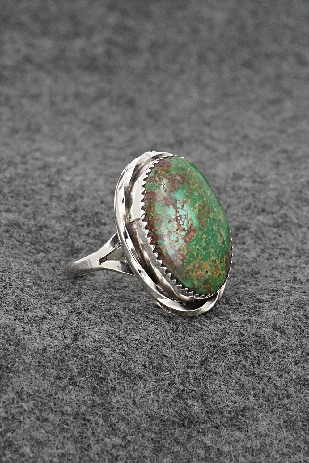 Turquoise & Sterling Silver Ring - Ernest Hawthorne - Size 8
