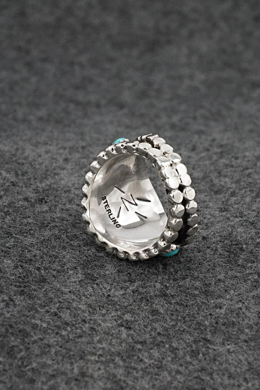 Turquoise & Sterling Silver Ring - Kenny Lonjose - Size 7.5
