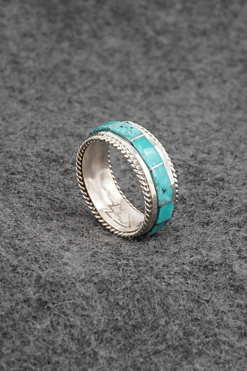 Turquoise & Sterling Silver Ring - Bruce Johnson - Size 8