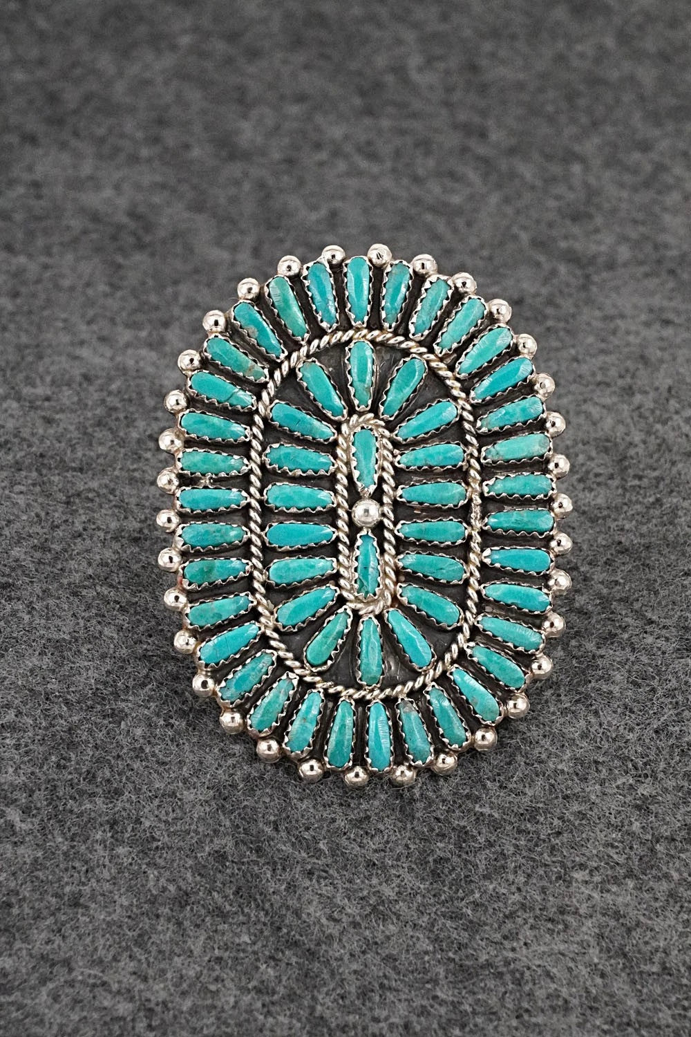 Turquoise & Sterling Silver Ring - Philena Byjoe - Size 8, Adj.