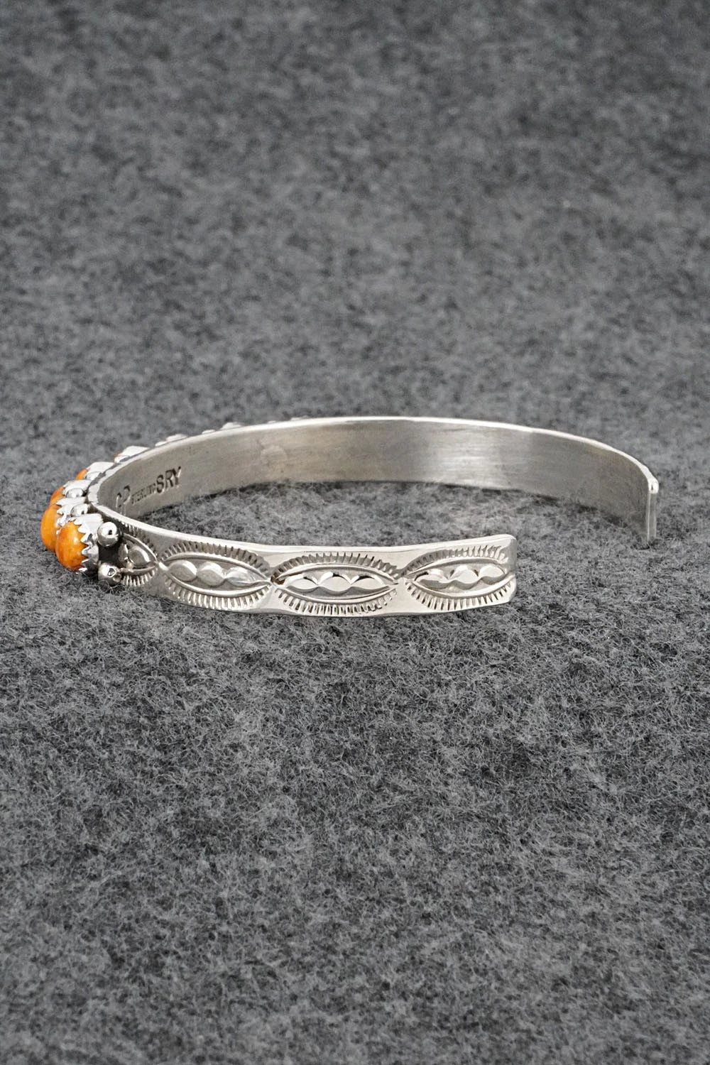 Spiny Oyster & Sterling Silver Bracelet - Gaynell Parker