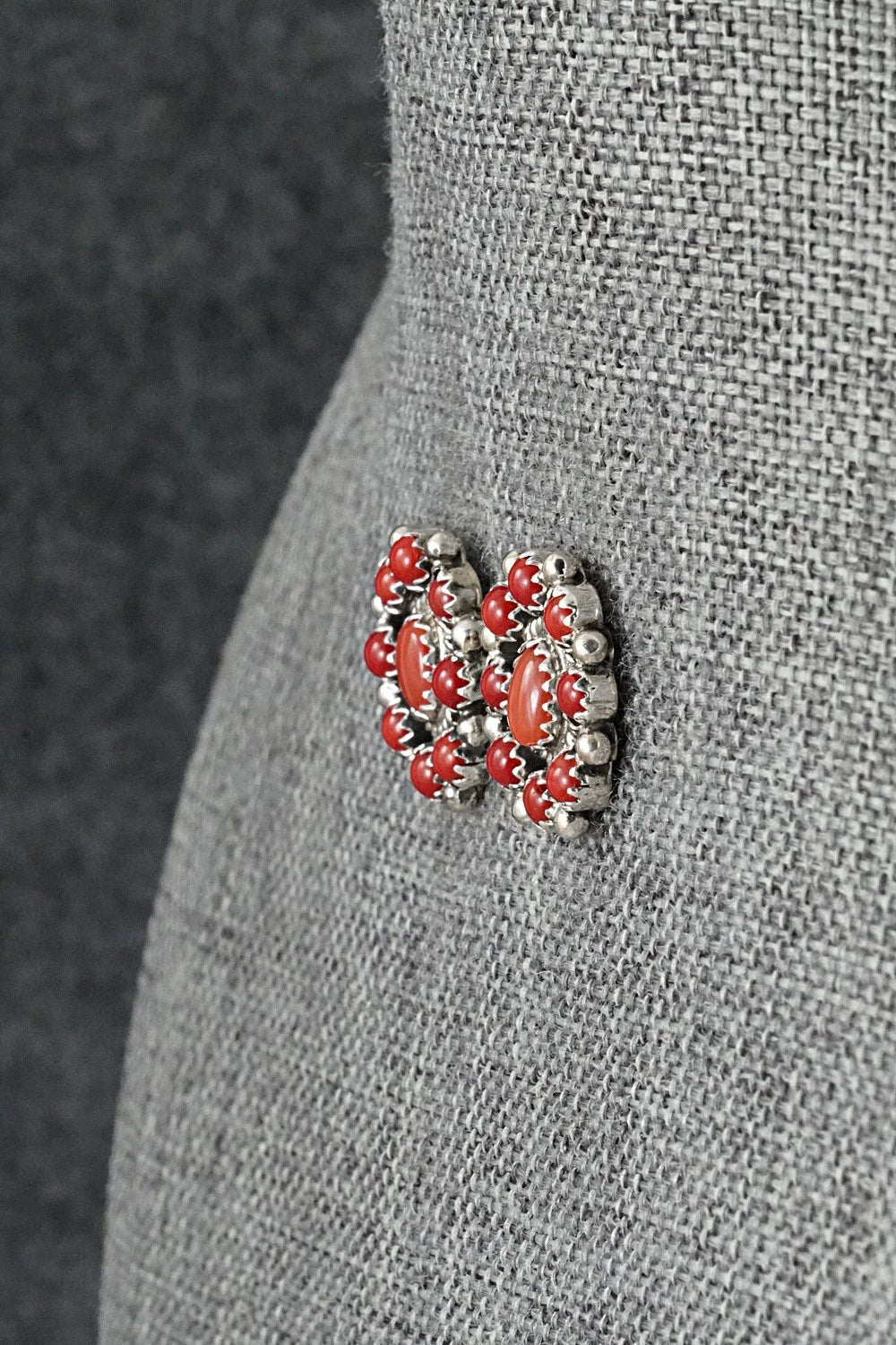 Coral & Sterling Silver Earrings - Nathaniel Curley