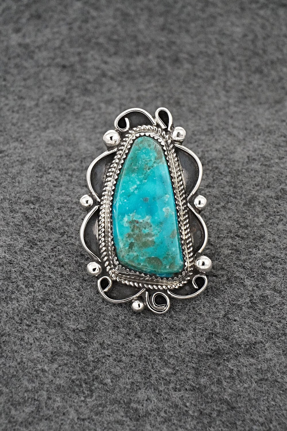 Turquoise & Sterling Silver Ring - Leslie Nez - Size 8.5