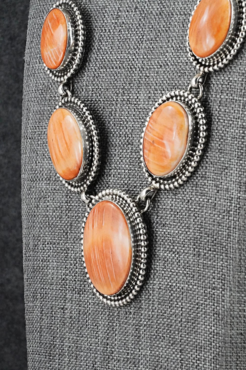 Spiny Oyster & Sterling Silver Necklace and Earrings Set - Darrin Livingston