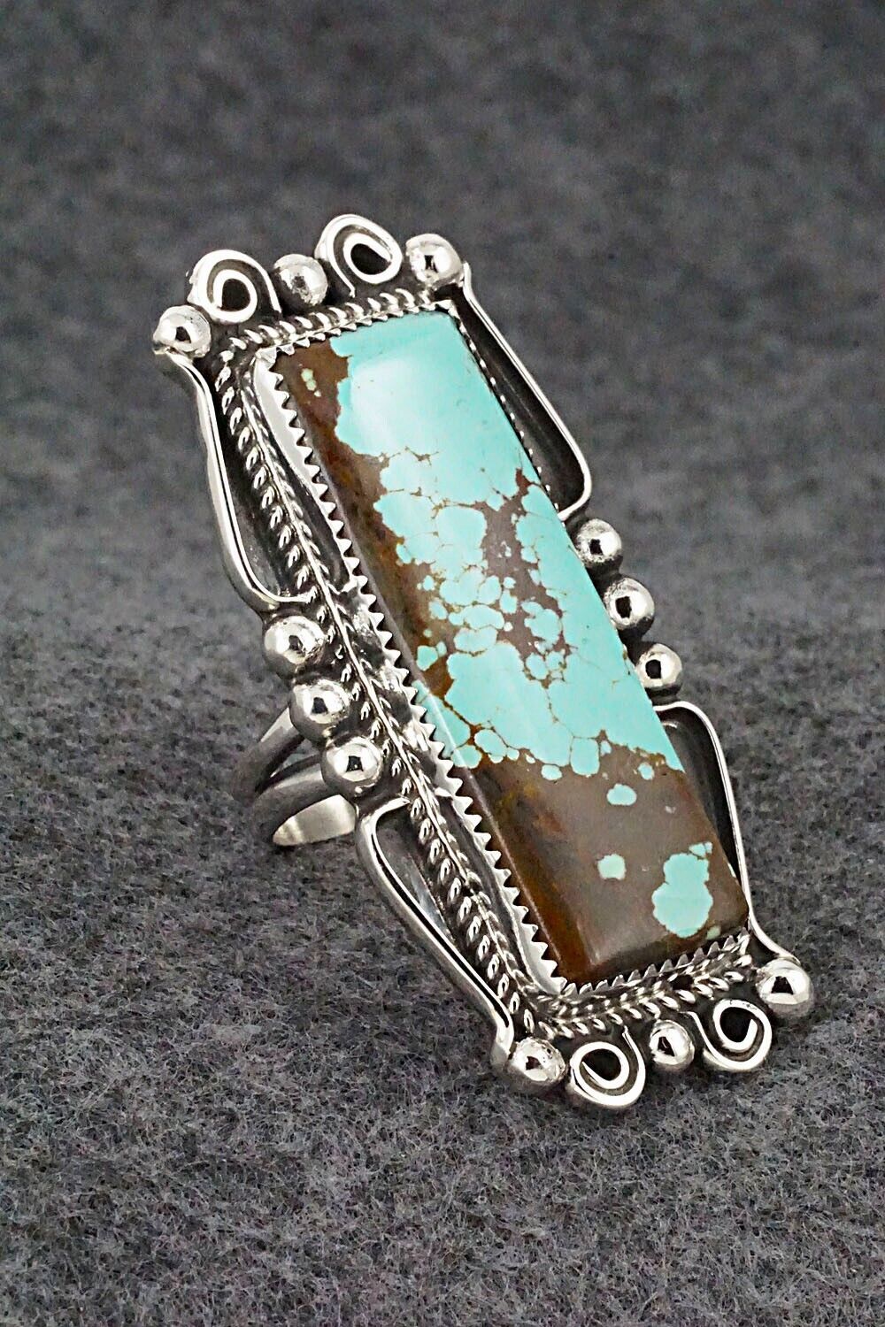 Turquoise & Sterling Silver Ring - Leslie Nez - Size 10