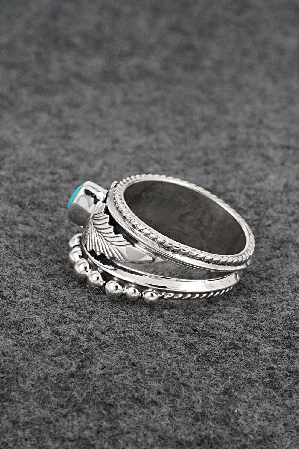 Turquoise & Sterling Silver Ring - Tom Lewis - Size 8.5