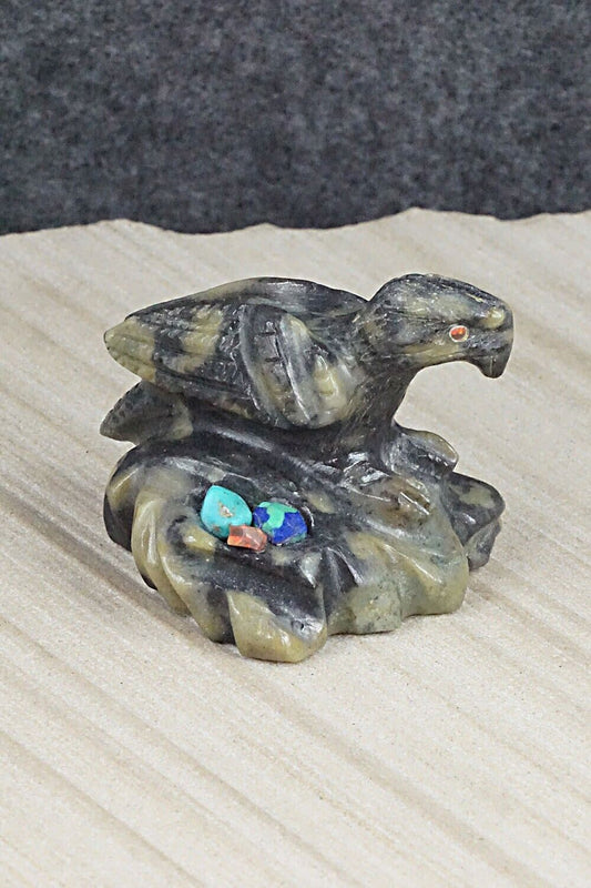 Eagle with Nest Zuni Fetish Carving - Cody Cheama