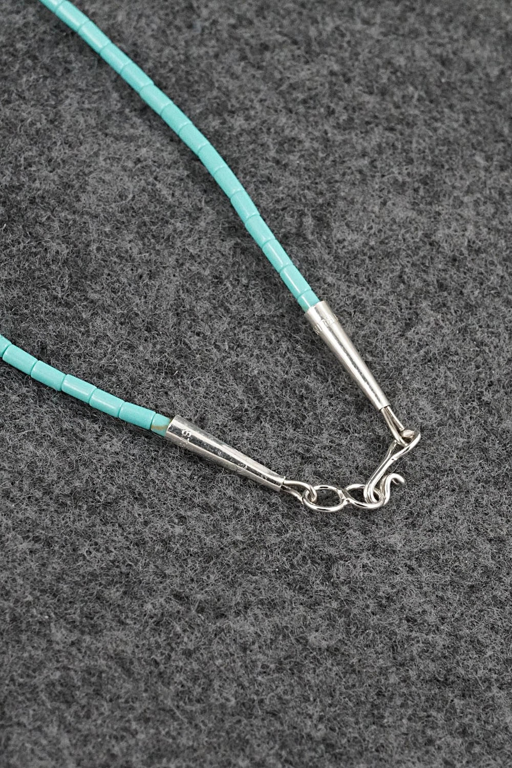 Turquoise Fetish Carving & Sterling Silver Necklace - Hector Goodluck