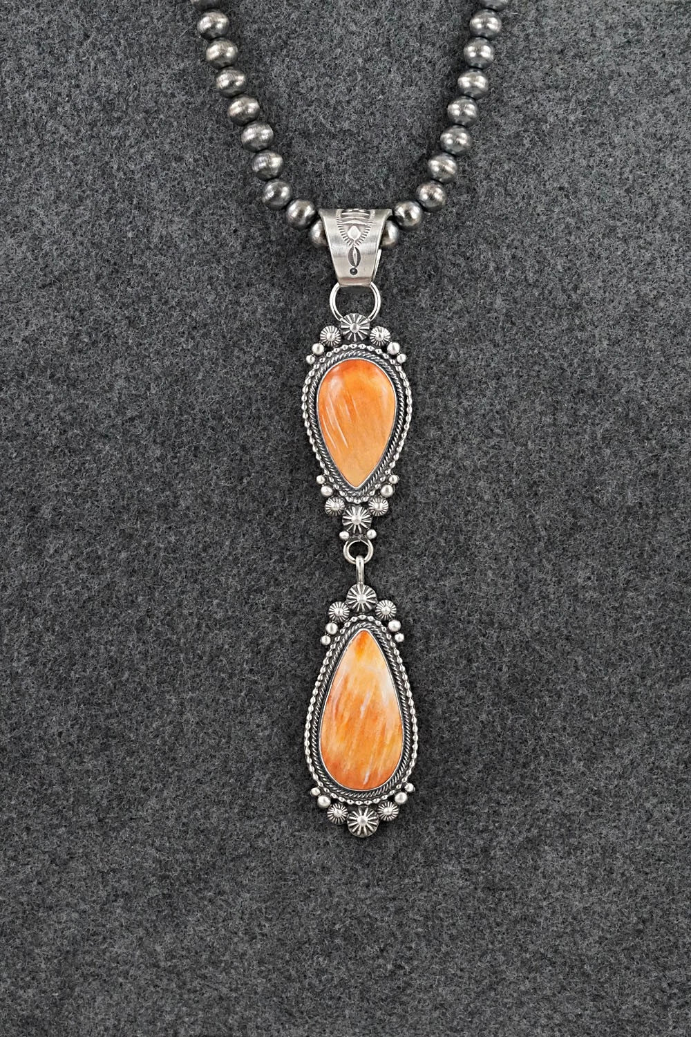 Spiny Oyster & Sterling Silver Necklace - Tom Lewis