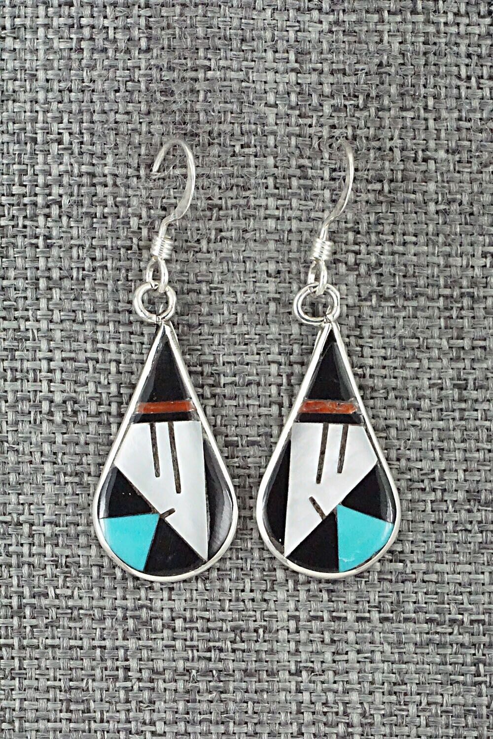 Multi Stone & Sterling Silver Inlay Earrings - Rhianna Kallestewa