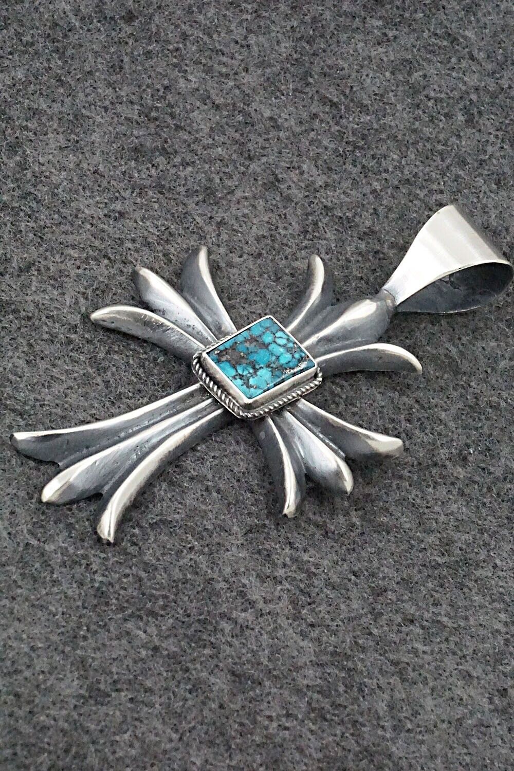 Turquoise & Sterling Silver Pendant - Harrison Bitsue