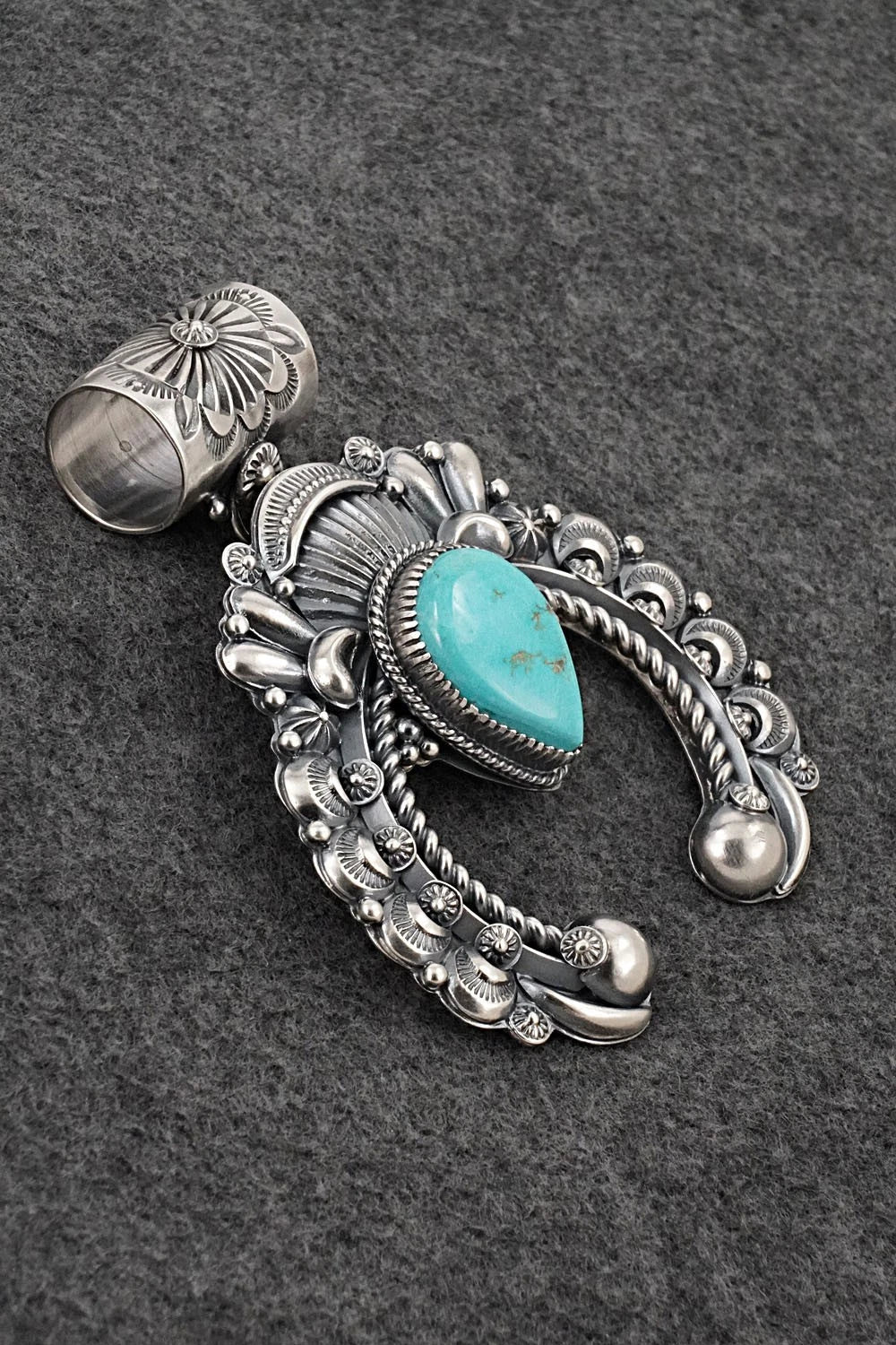 Turquoise & Sterling Silver Naja Pendant - Delbert Gordon