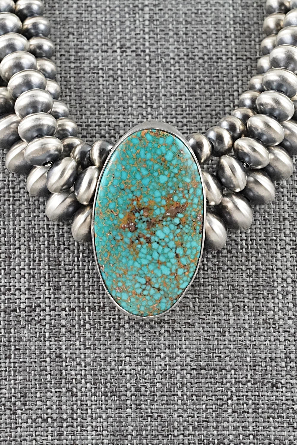 Turquoise & Sterling Silver Navajo Pearl Necklace - Gruber & Halwood