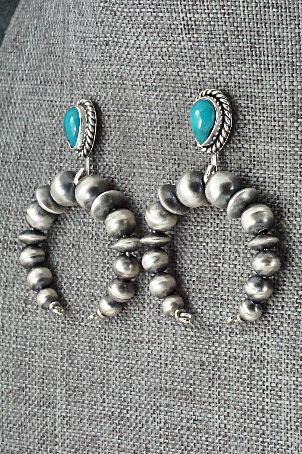 Turquoise & Sterling Silver Navajo Pearl Earrings - Amanda Larry