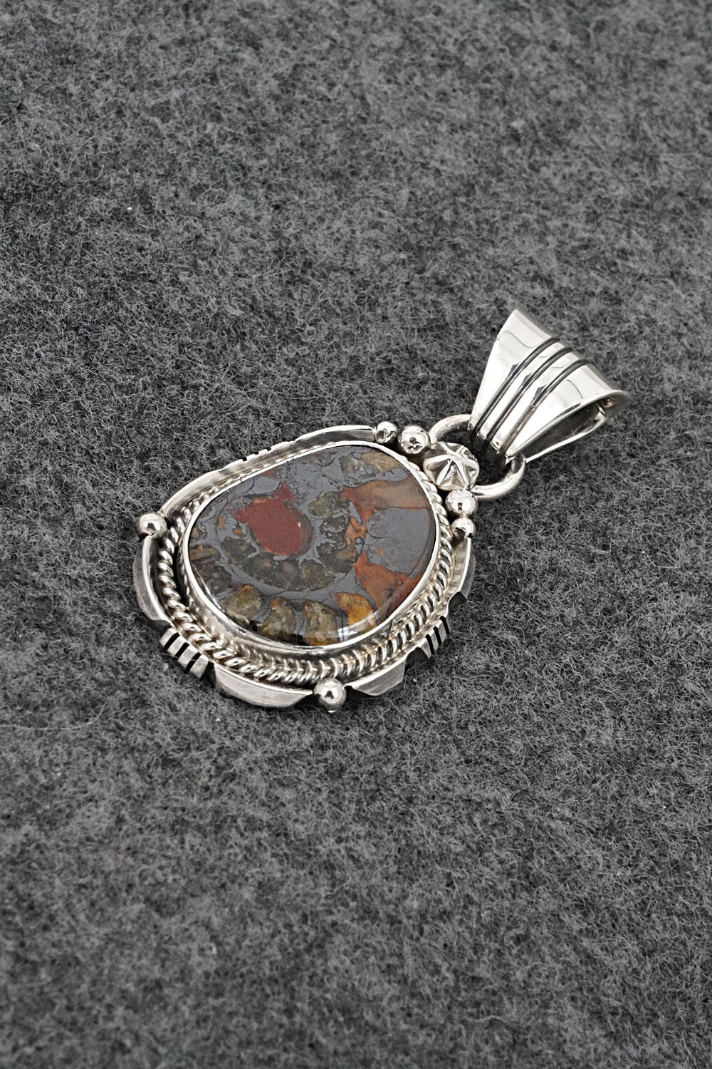 Ammonite & Sterling Silver Pendant - Samuel Yellowhair