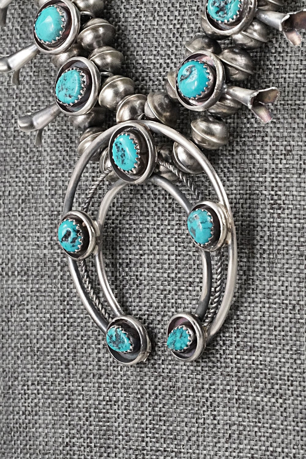 Turquoise & Sterling Silver Squash Blossom Set - Phil Garcia