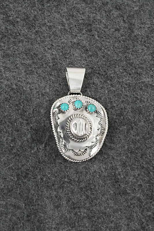 Turquoise & Sterling Silver Pendant - Bobby Platero