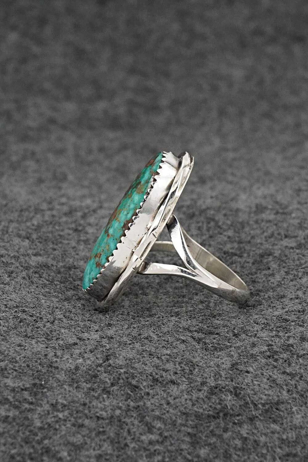 Turquoise & Sterling Silver Ring - Ernest Hawthorne - Size 8
