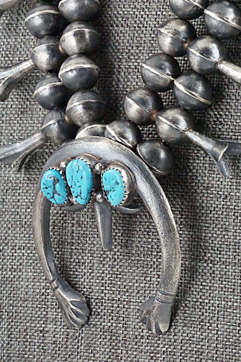 Turquoise & Sterling Silver Squash Blossom Set - Gilbert Martin