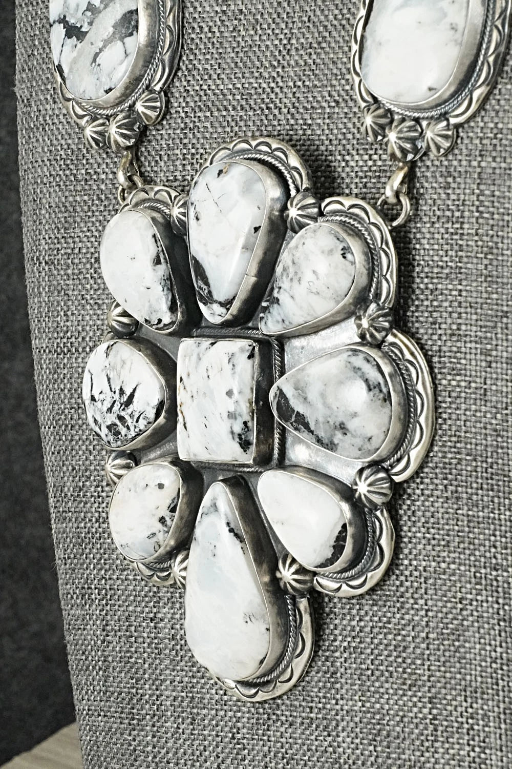 White Buffalo & Sterling Silver Necklace and Earrings Set - Paul Livingston