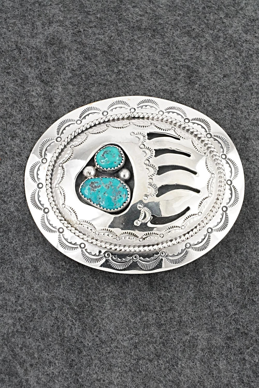 Turquoise & Sterling Silver Belt Buckle - Wilbert Muskett Sr.