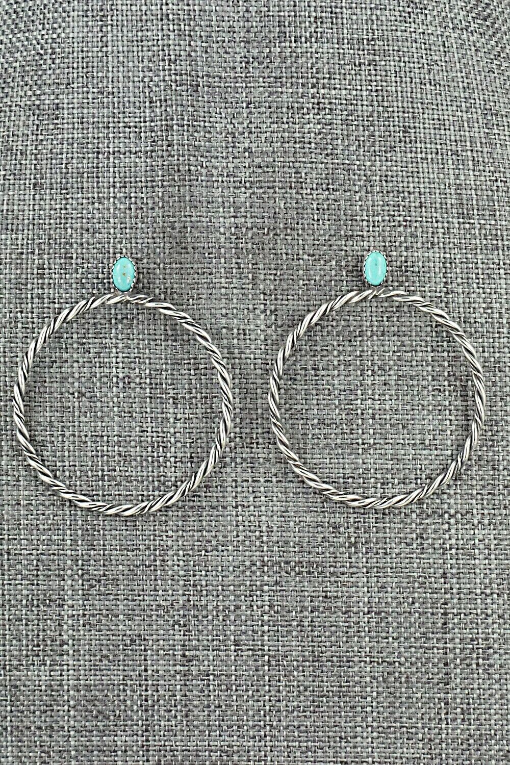 Turquoise & Sterling Silver Earrings - Nelson Leonard Jr.