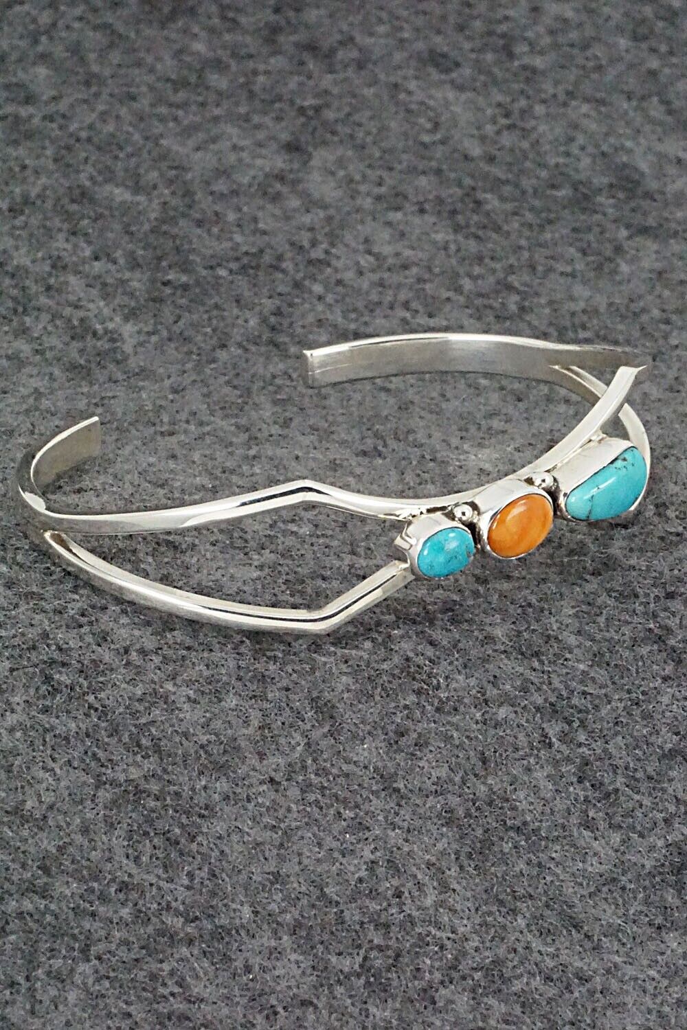 Turquoise, Spiny Oyster & Sterling Silver Bracelet - Bernyse Chavez