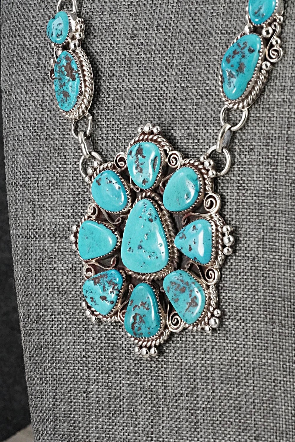 Turquoise & Sterling Silver Necklace and Earrings Set - Anthony Brown