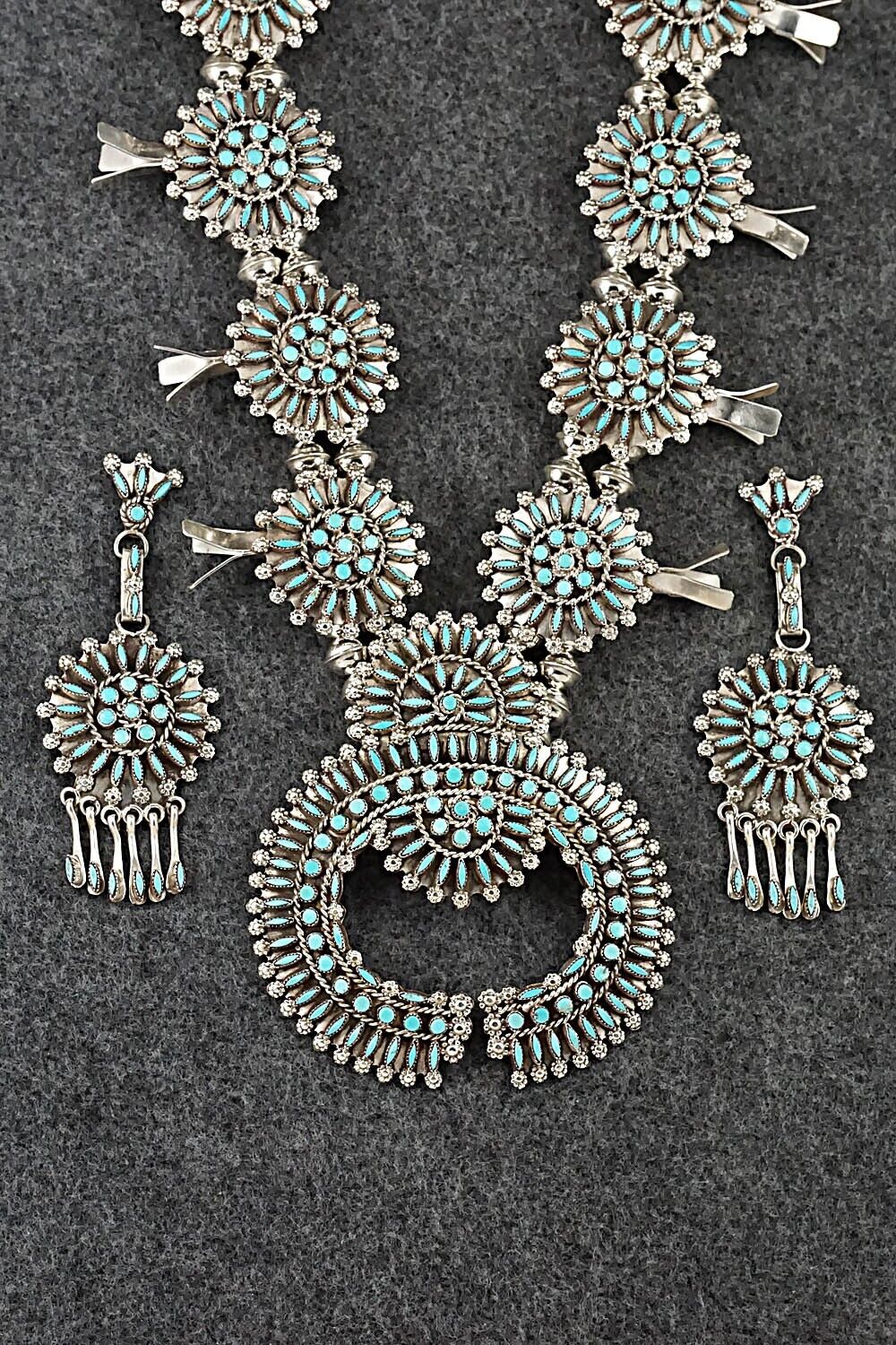 Turquoise & Sterling Silver Squash Blossom Set - Merlinda Chavez