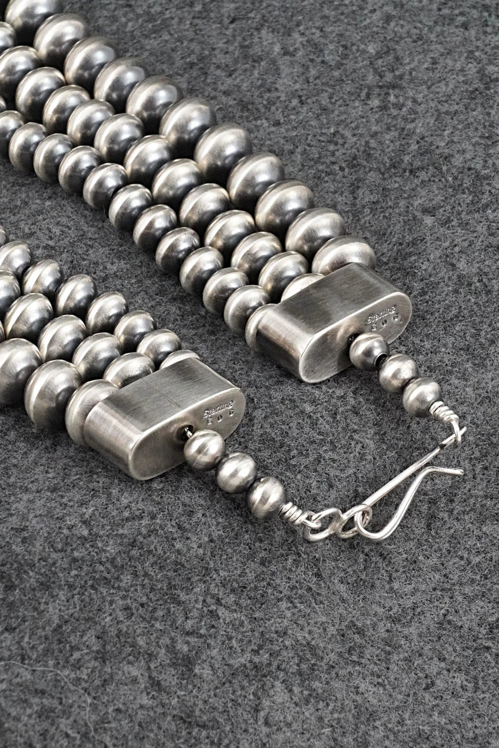 Turquoise & Sterling Silver Navajo Pearl Necklace - Gruber & Halwood