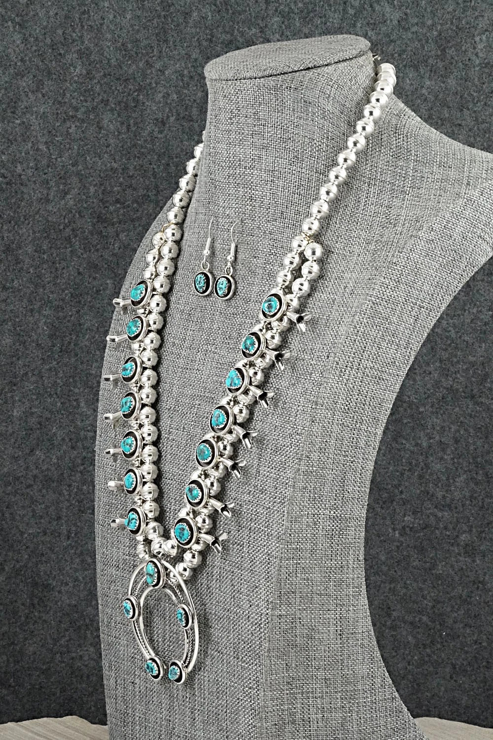 Turquoise & Sterling Silver Squash Blossom Set - Phil Garcia
