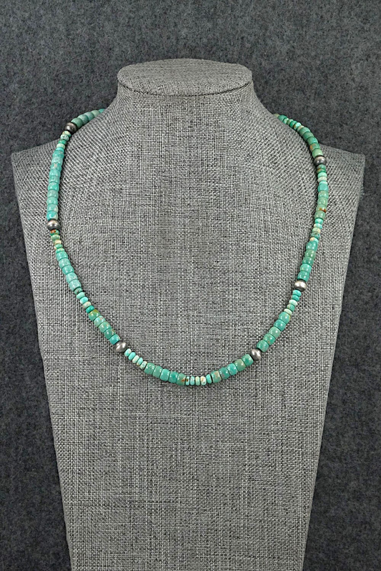 Turquoise & Sterling Silver Necklace 18" - Doreen Jake