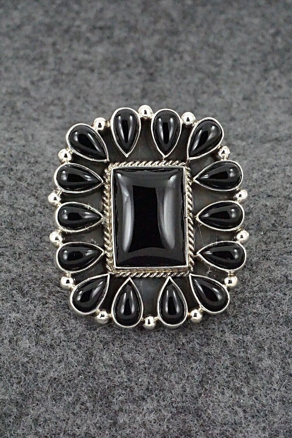 Onyx & Sterling Silver Ring - Verley Betone - Size 8.5