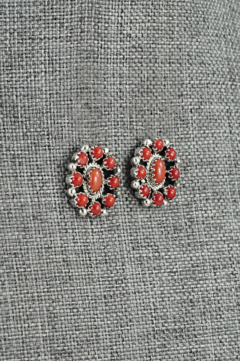 Coral & Sterling Silver Earrings - Nathaniel Curley