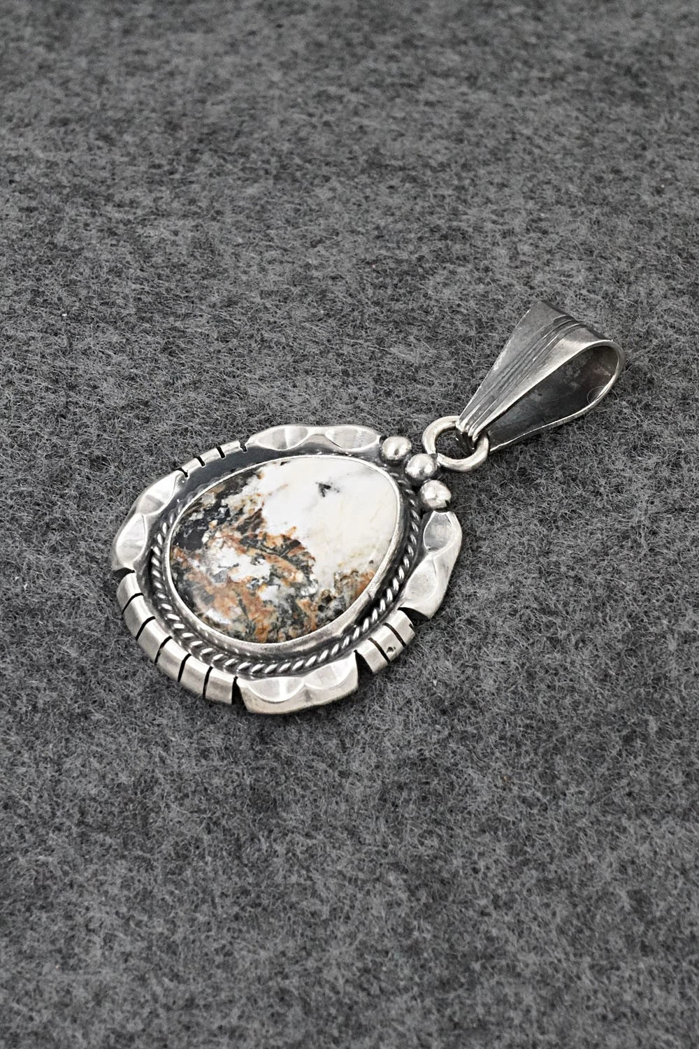 White Buffalo & Sterling Silver Pendant - Samuel Yellowhair