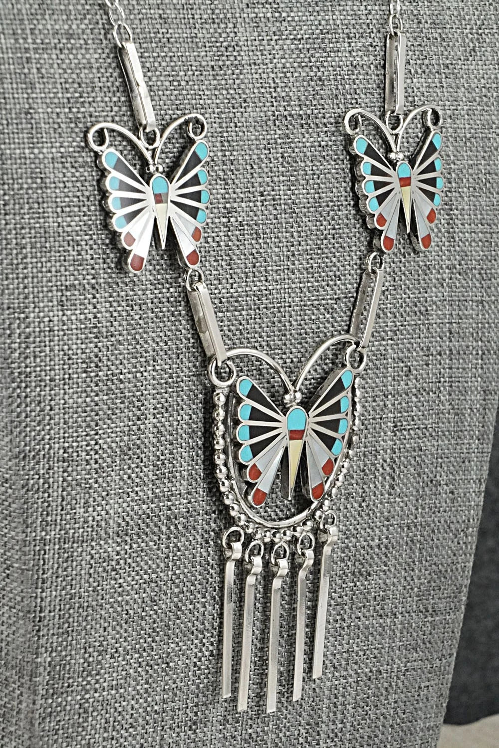 Multi-Stone & Sterling Silver Inlay Necklace Set - Adrian Wallace