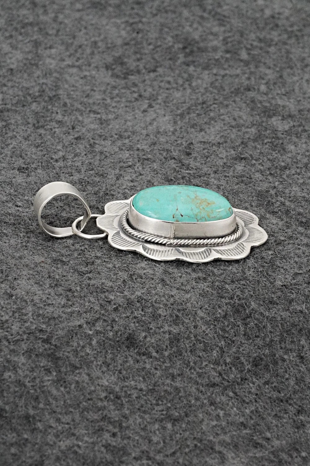 Turquoise & Sterling Silver Pendant - Cordell Platero