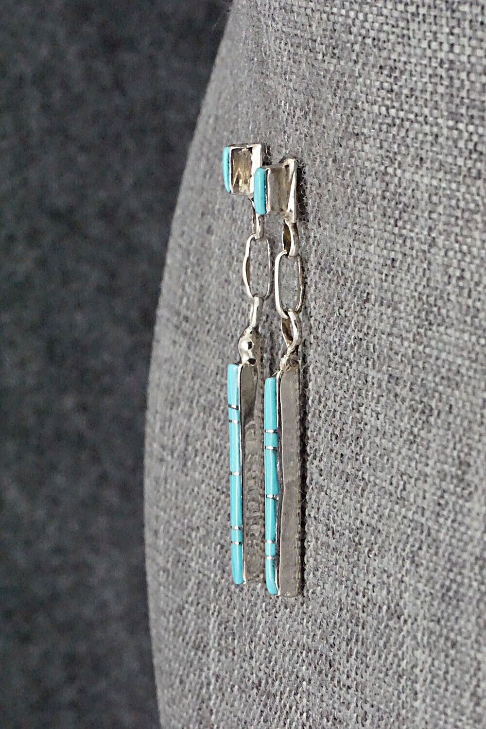 Turquoise & Sterling Silver Earrings - Roland Natachu