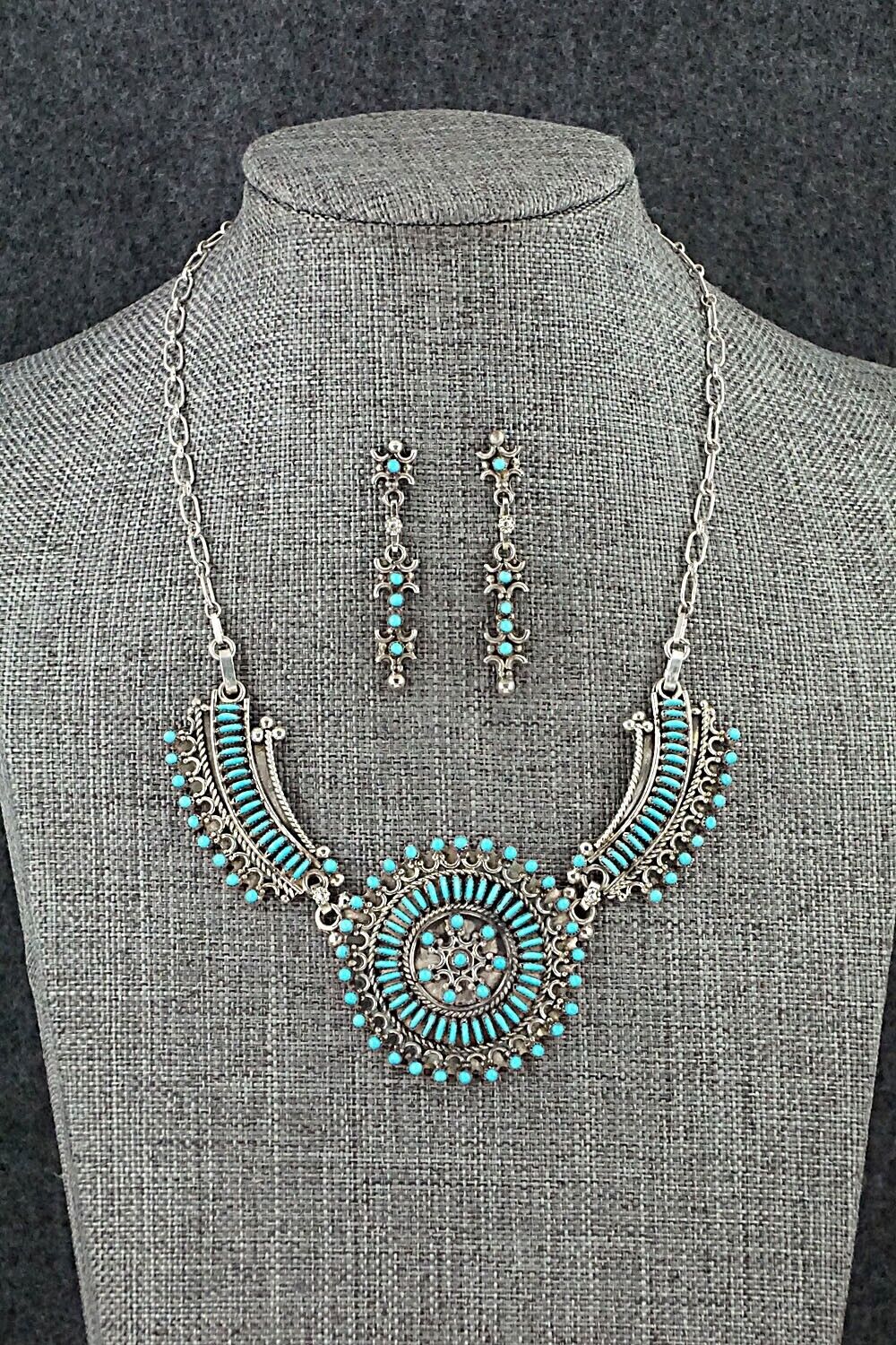 Turquoise & Sterling Silver Necklace Set - Connie Wyaco